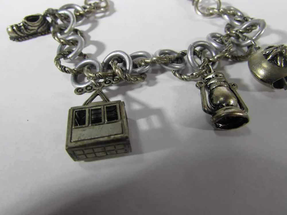 Vintage Silver Tone Charm Bracelet With Four Char… - image 10