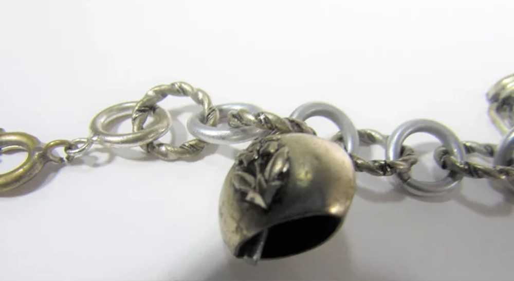 Vintage Silver Tone Charm Bracelet With Four Char… - image 4