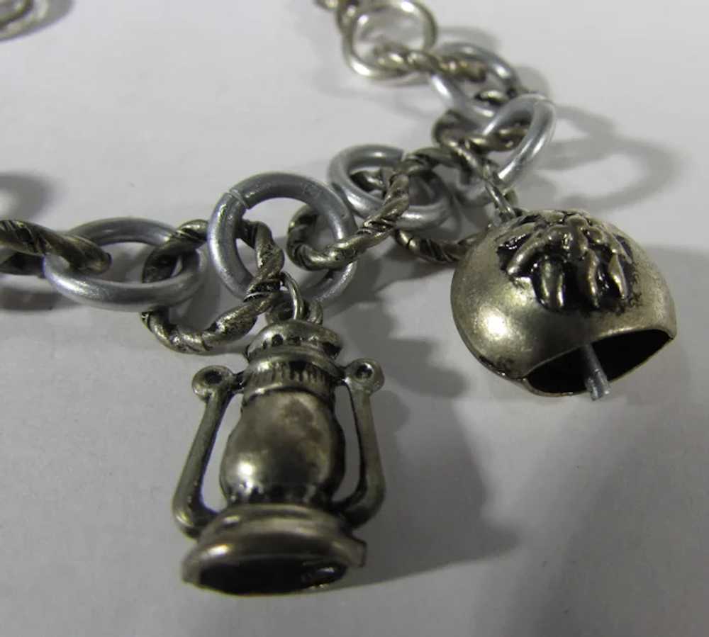 Vintage Silver Tone Charm Bracelet With Four Char… - image 6