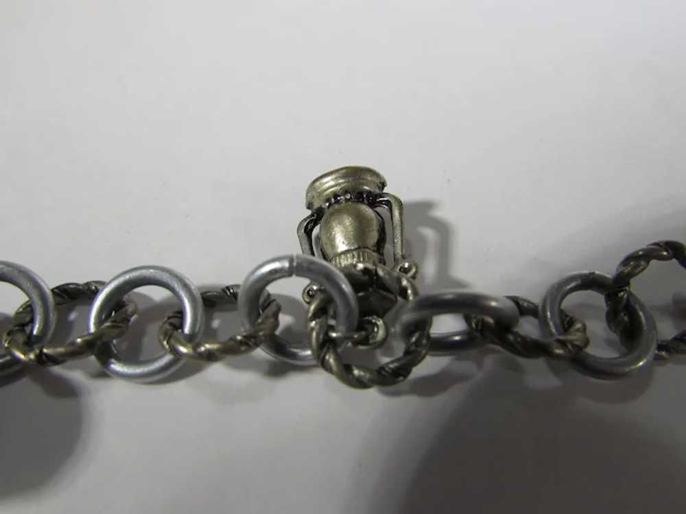 Vintage Silver Tone Charm Bracelet With Four Char… - image 7