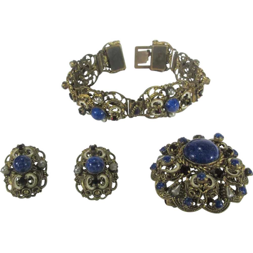 Vintage Three Piece Enamelled Set With Bracelet, … - image 1