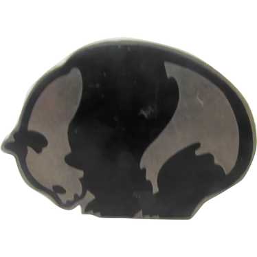 Sterling Silver Mexican EFS Enamelled Panda Pin