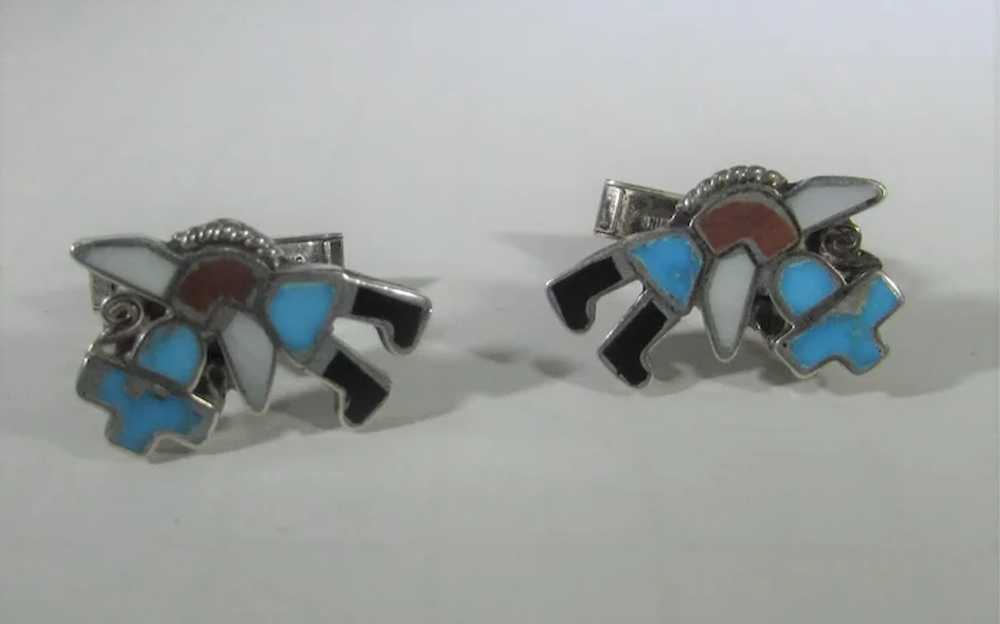 Native American Sterling Silver Cufflinks With In… - image 4