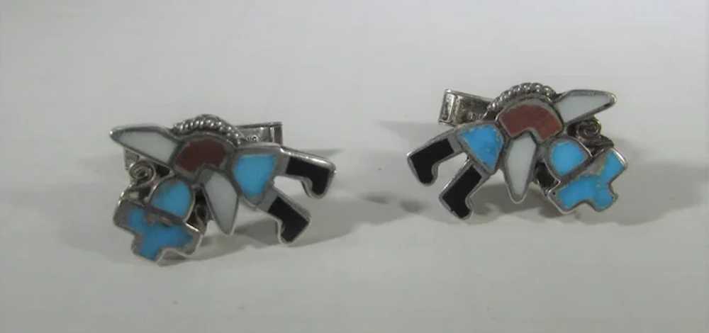 Native American Sterling Silver Cufflinks With In… - image 6