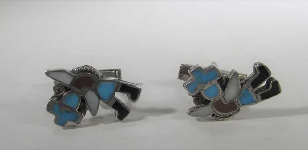 Native American Sterling Silver Cufflinks With In… - image 8