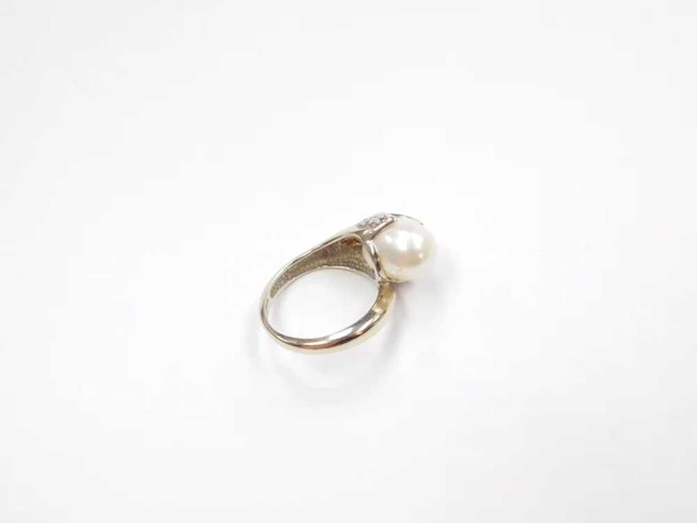 14k White Gold Cultured Pearl and Diamond Tulip B… - image 6