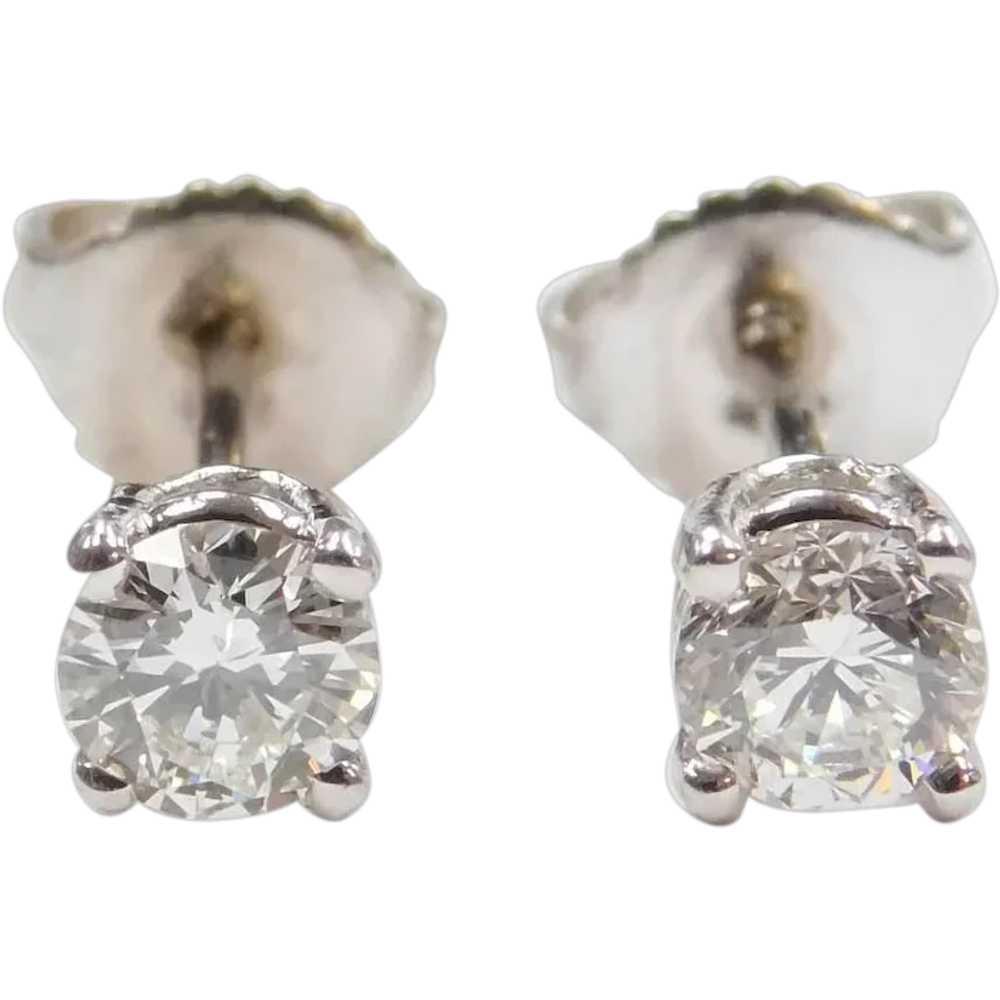 .66 ctw Diamond Stud Earrings 14k White Gold - image 1