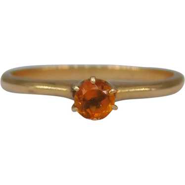 Antique Victorian Orange Citrine Solitaire 14k Ye… - image 1