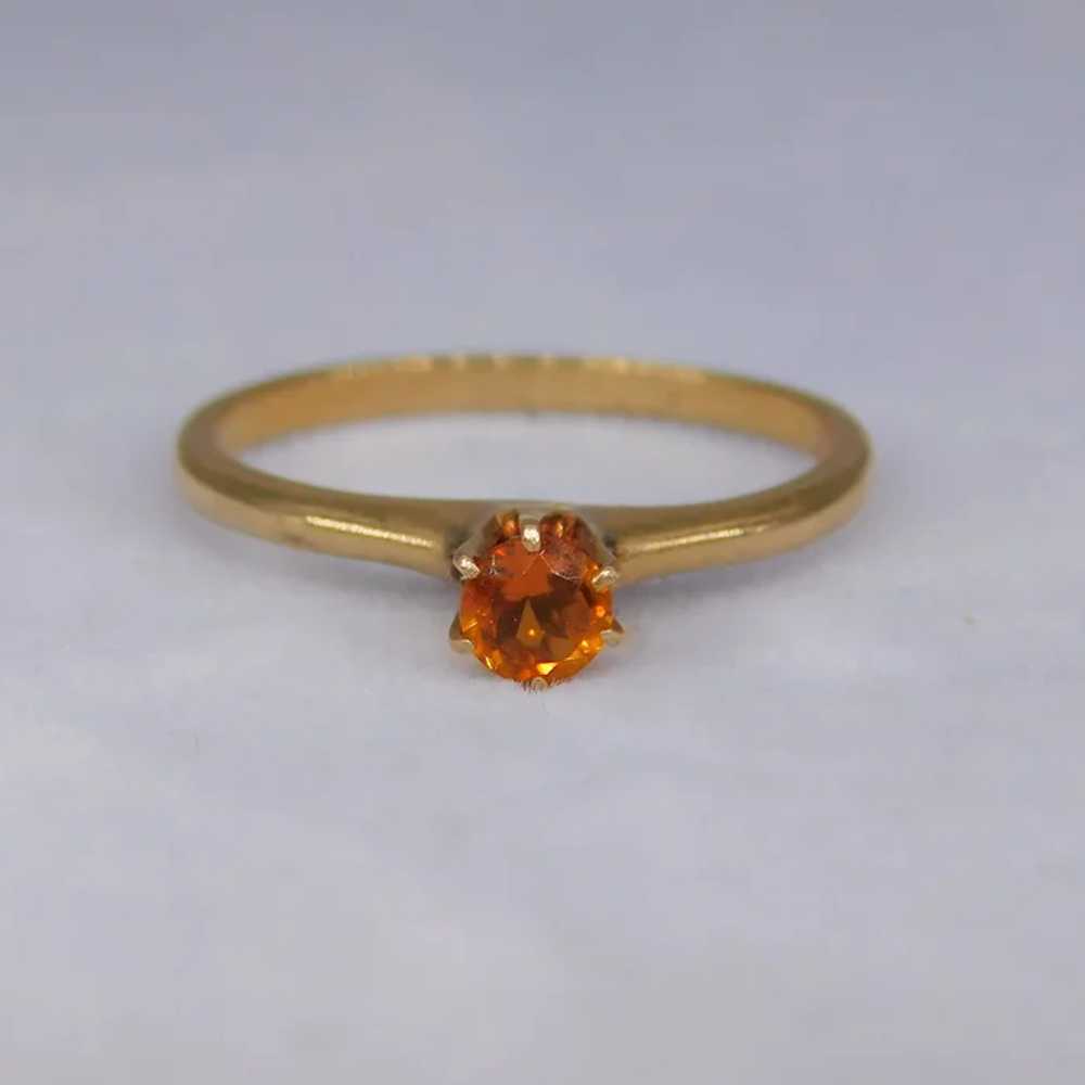 Antique Victorian Orange Citrine Solitaire 14k Ye… - image 2