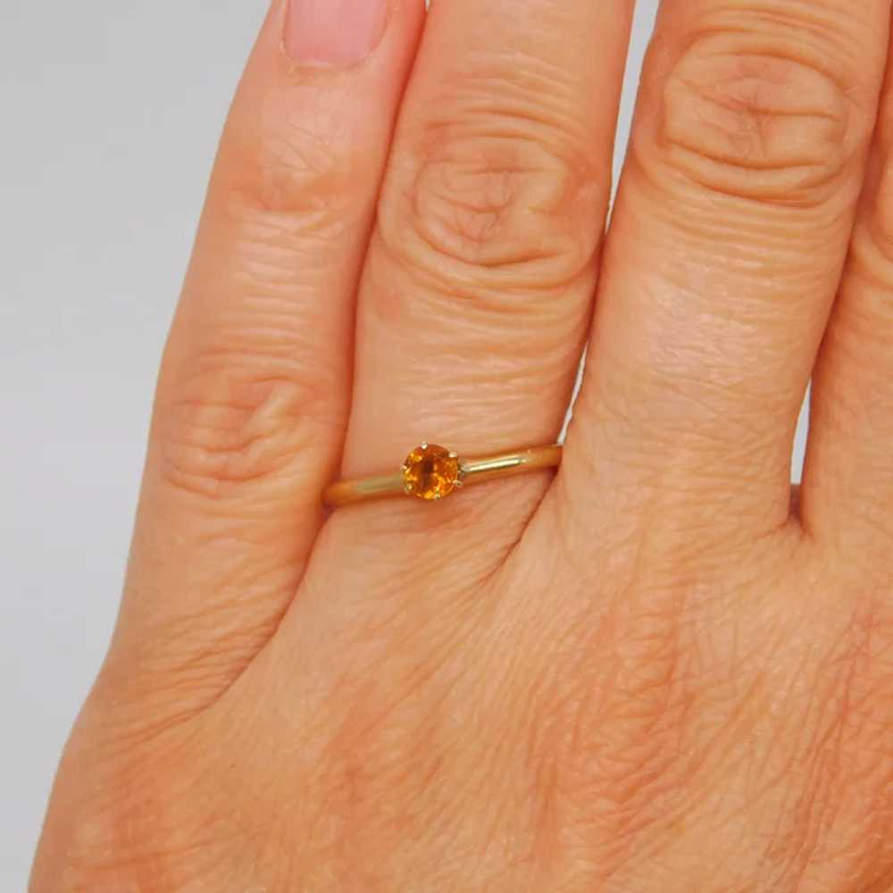 Antique Victorian Orange Citrine Solitaire 14k Ye… - image 4