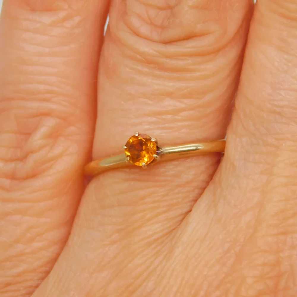 Antique Victorian Orange Citrine Solitaire 14k Ye… - image 5