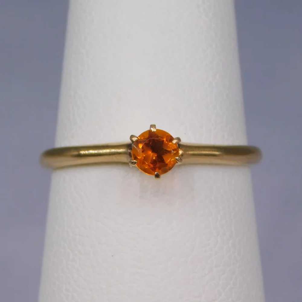 Antique Victorian Orange Citrine Solitaire 14k Ye… - image 7