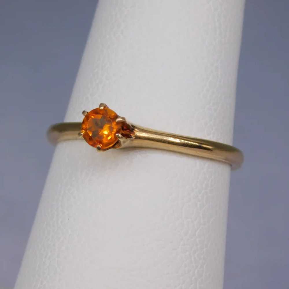 Antique Victorian Orange Citrine Solitaire 14k Ye… - image 8