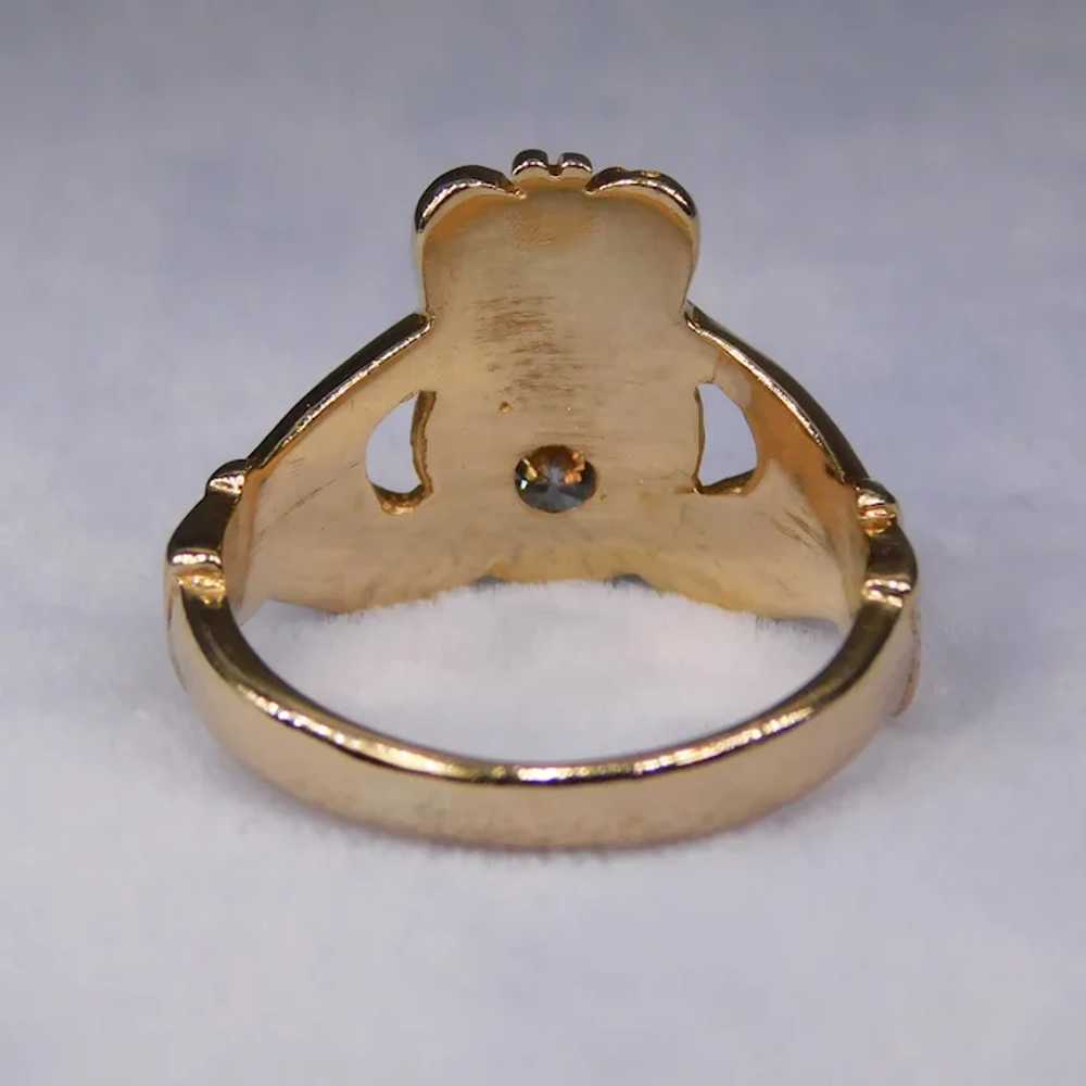 Vintage Claddagh Diamond 14k Yellow Gold Ring 4.2… - image 7