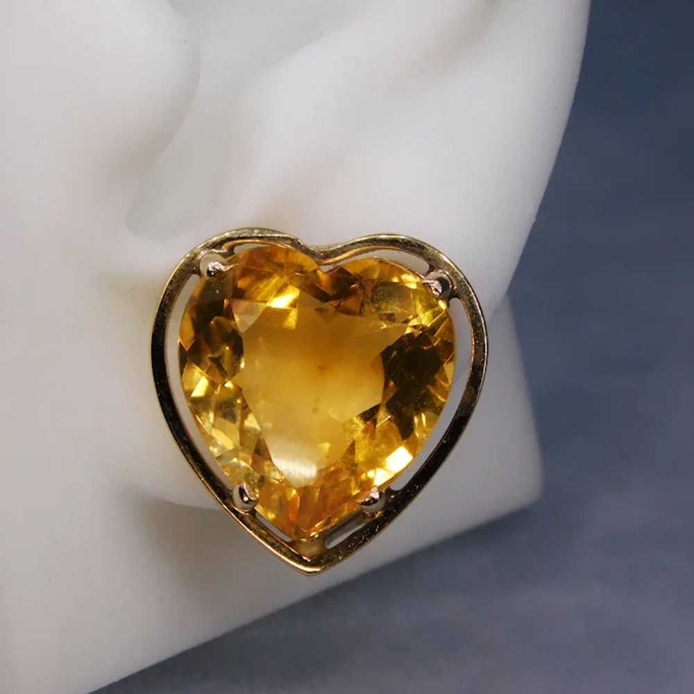 Vintage Citrine Heart Earrings 14k Yellow Gold 9.… - image 10