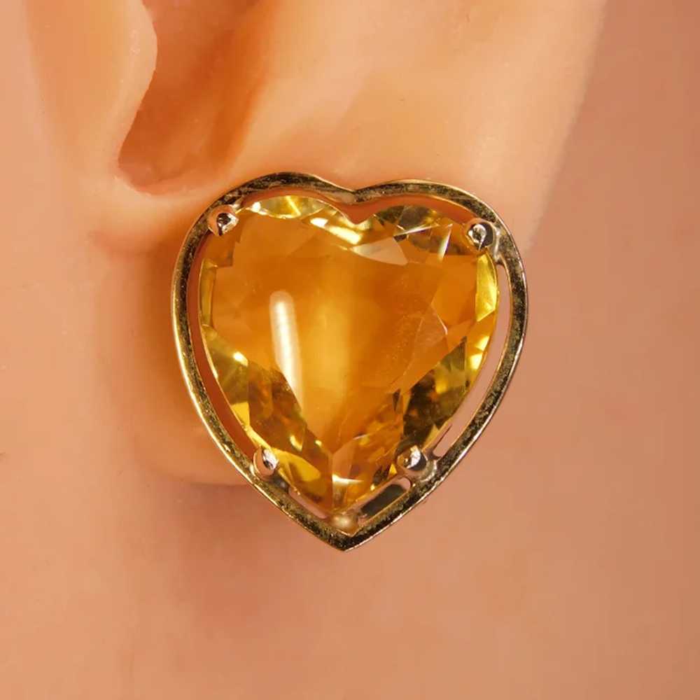 Vintage Citrine Heart Earrings 14k Yellow Gold 9.… - image 11