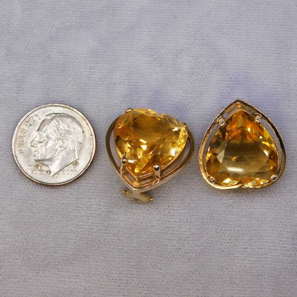 Vintage Citrine Heart Earrings 14k Yellow Gold 9.… - image 5