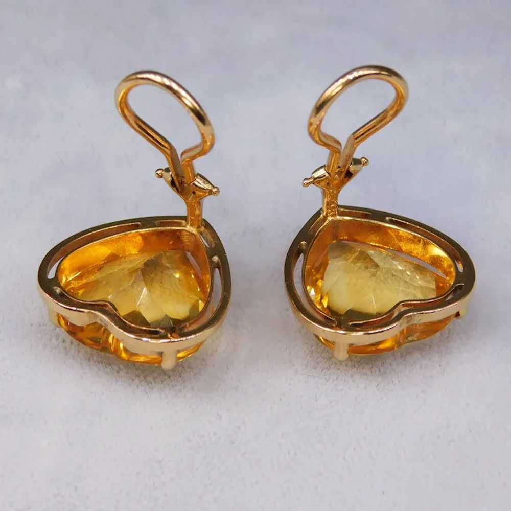 Vintage Citrine Heart Earrings 14k Yellow Gold 9.… - image 8