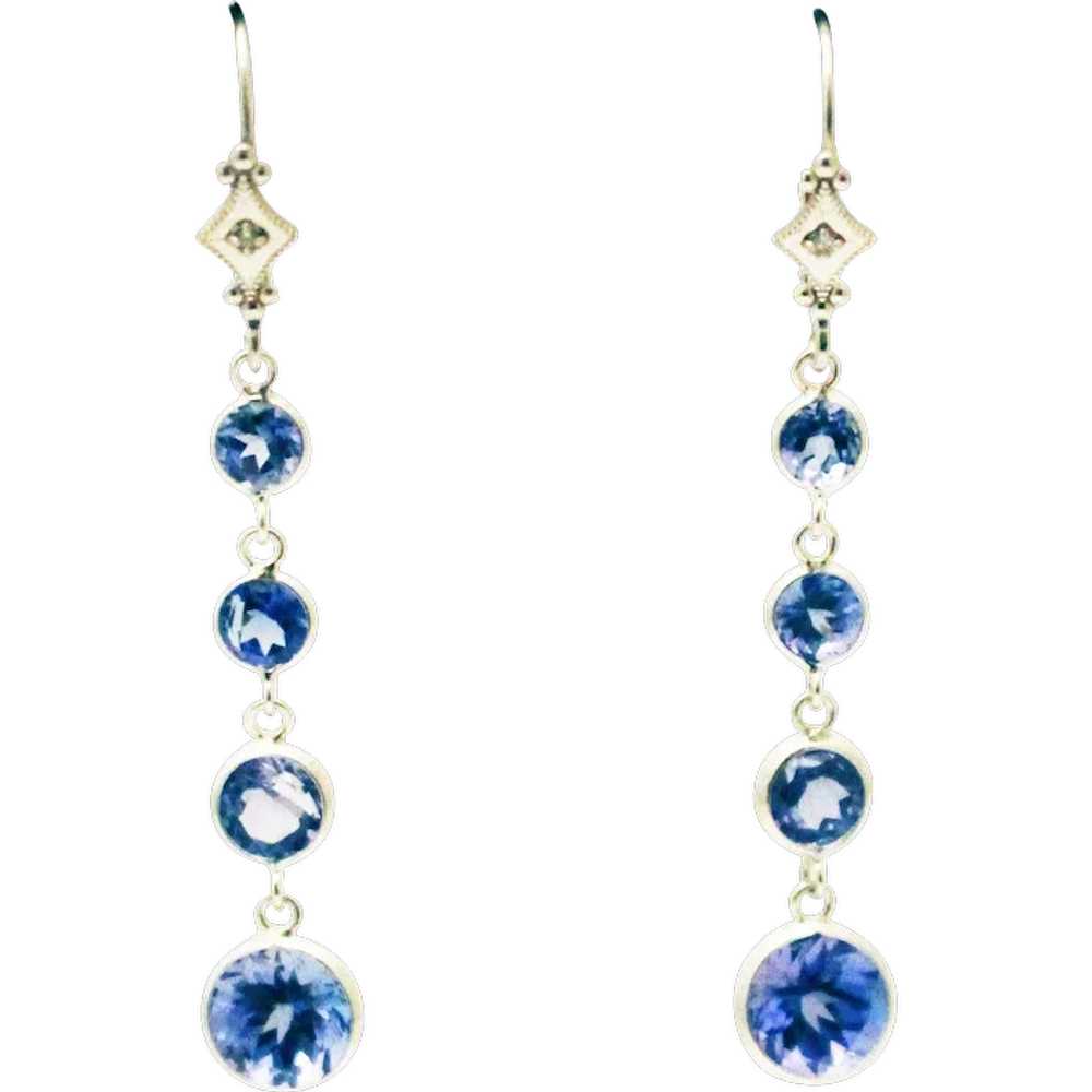 8CT Natural Tanzanite and Diamonds Line Earrings … - image 1