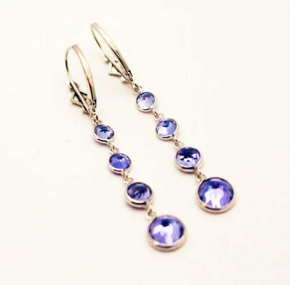 8CT Natural Tanzanite and Diamonds Line Earrings … - image 2