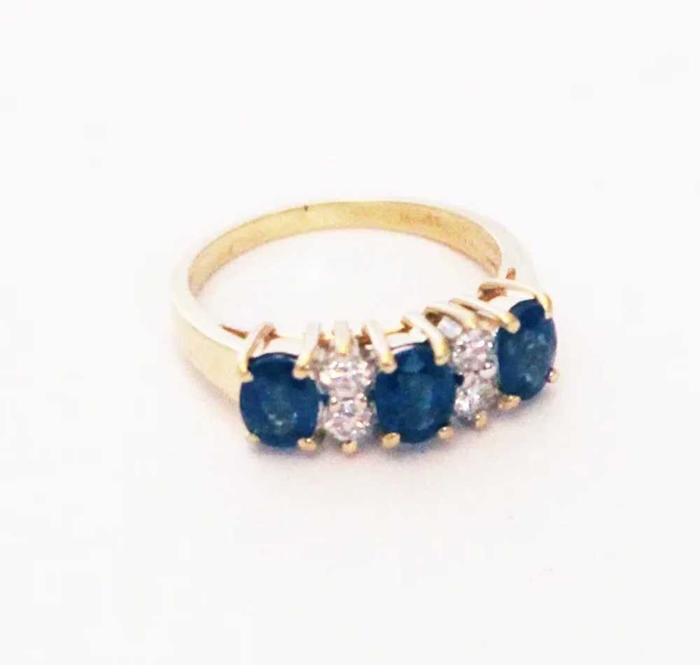 Unique Blue Sapphire Diamond Pinky Stackable Ring… - image 2