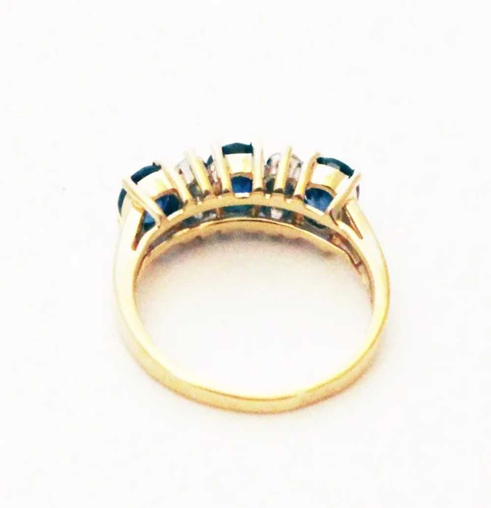 Unique Blue Sapphire Diamond Pinky Stackable Ring… - image 3