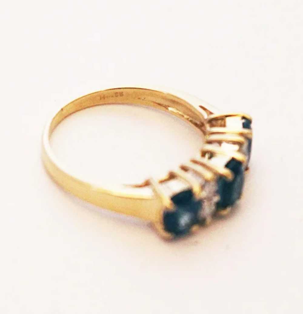 Unique Blue Sapphire Diamond Pinky Stackable Ring… - image 4