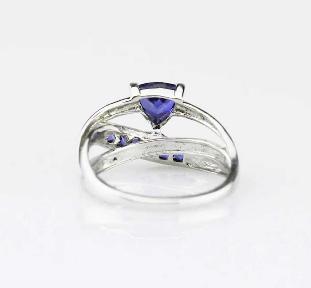 Modern Natural Iolite and Diamond Ring in 10KT Wh… - image 2