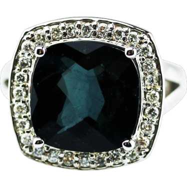 Teal Blue Paraiba Tourmaline and Diamond Ring in … - image 1