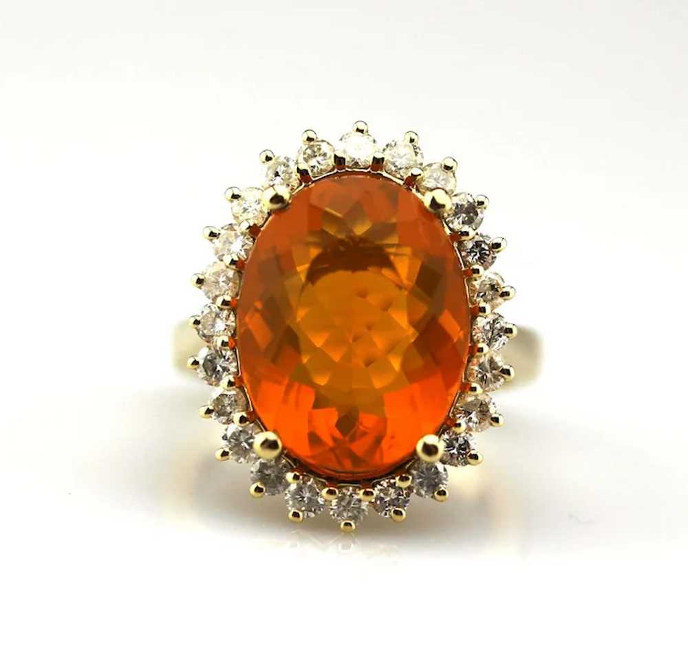 9CT Natural Mexican Fire Opal and Diamond Ring in… - image 2
