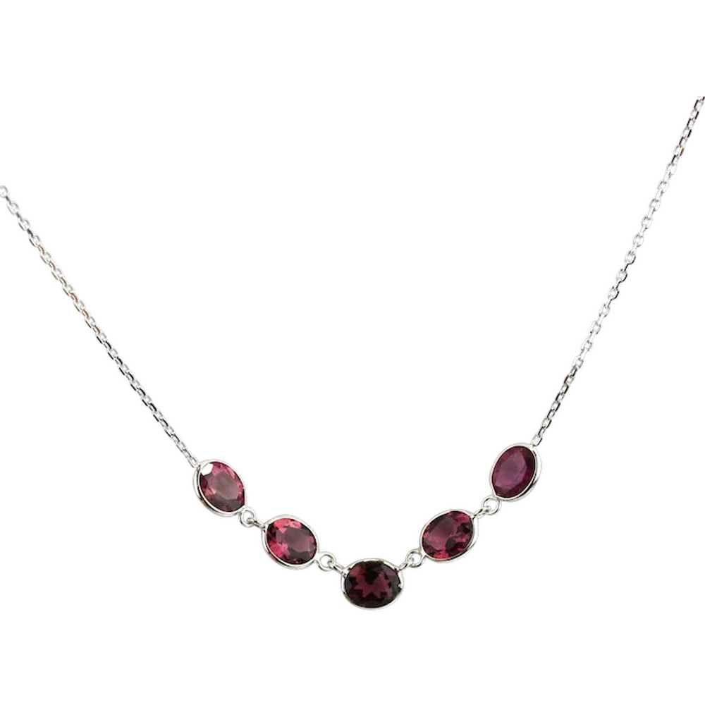 Rubellite Pink Tourmaline Necklace in 14KT White … - image 1