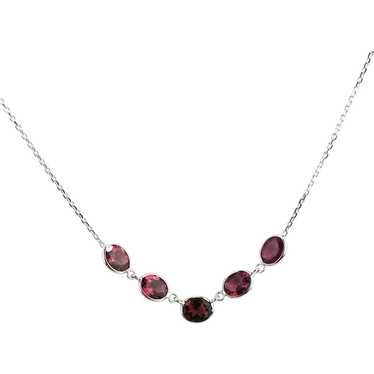 Rubellite Pink Tourmaline Necklace in 14KT White … - image 1