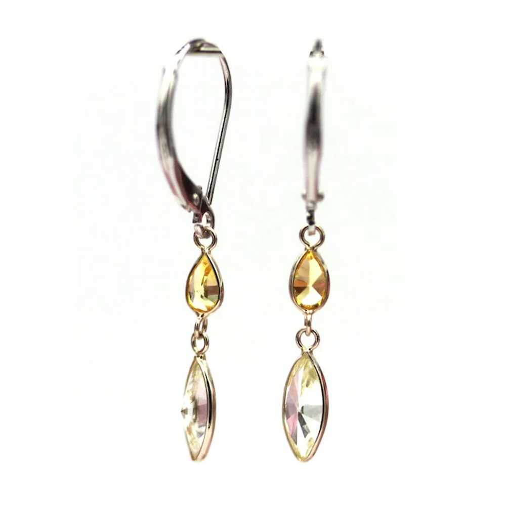 White and Canary Diamond Earrings 14KT White Gold… - image 2