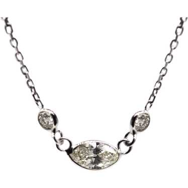 1CT Oval Cut Diamond Necklace 14KT White Gold - image 1