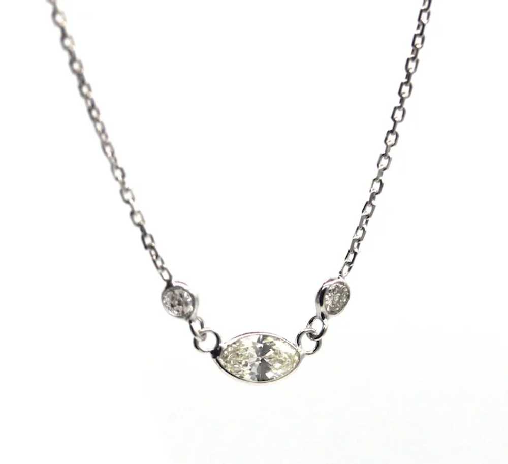 1CT Oval Cut Diamond Necklace 14KT White Gold - image 2