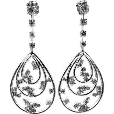 Unique Diamond Earrings 14KT White Gold - image 1
