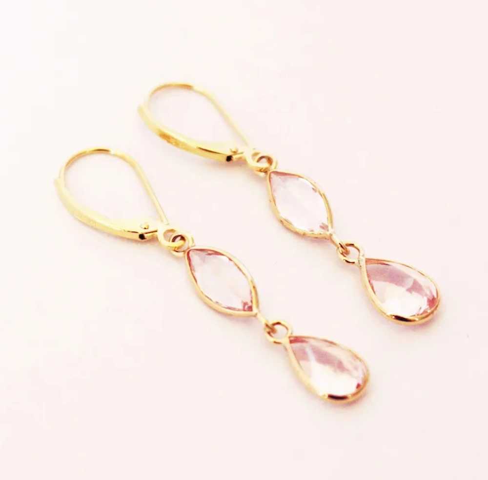 5CT Natural Pink Morganite Earrings Hand Bezel Se… - image 2