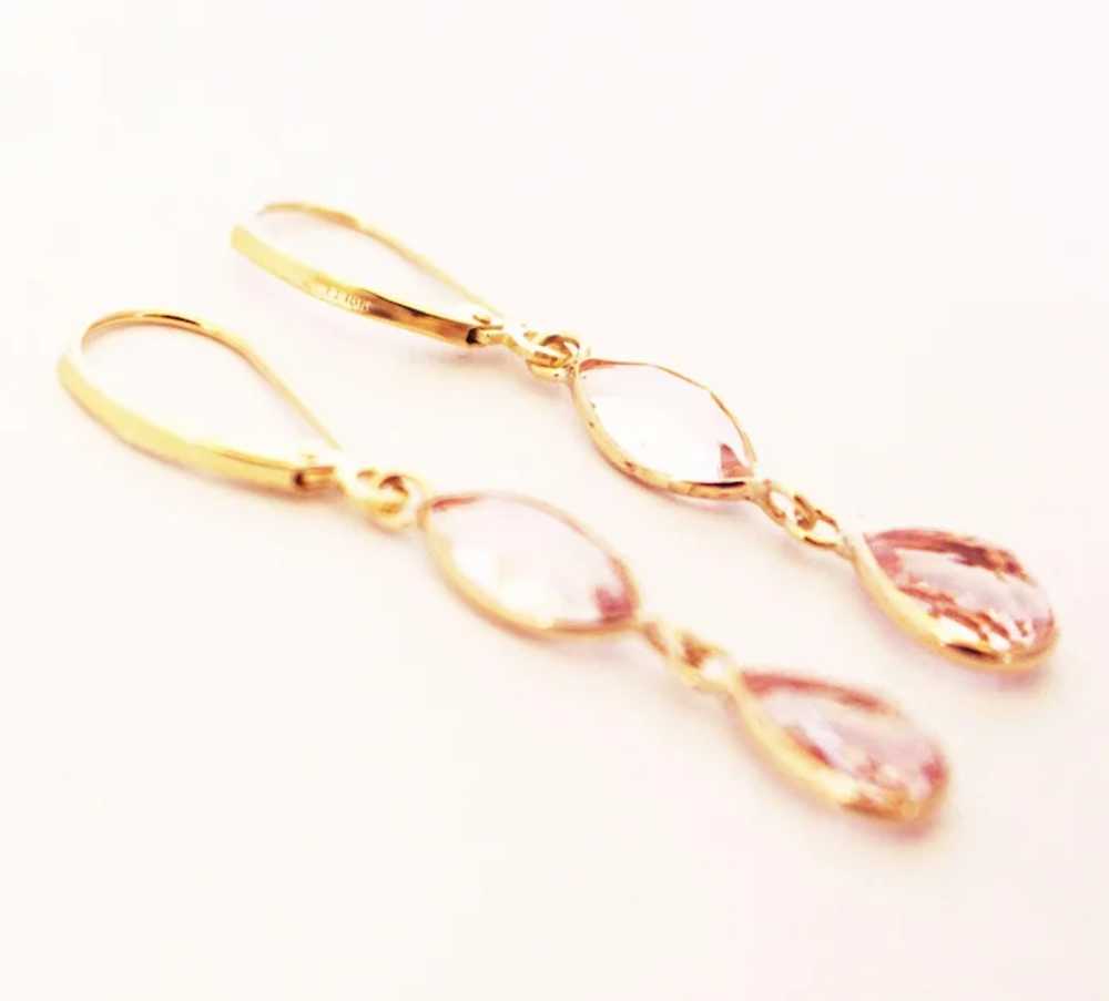 5CT Natural Pink Morganite Earrings Hand Bezel Se… - image 3