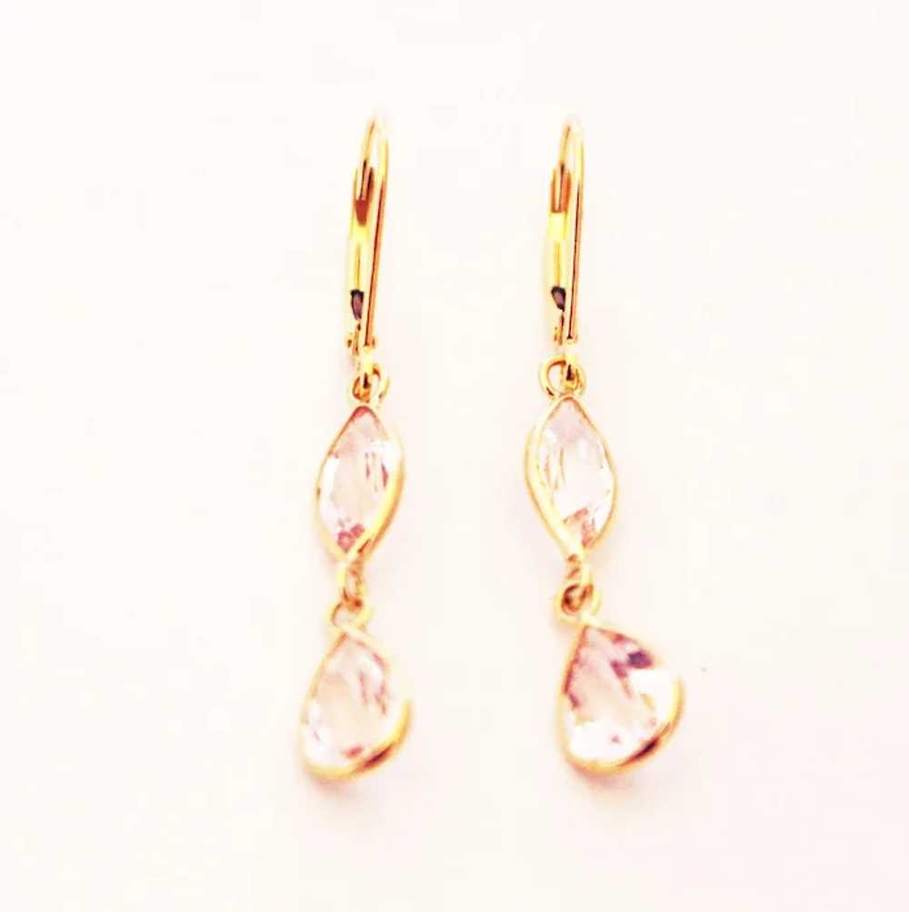 5CT Natural Pink Morganite Earrings Hand Bezel Se… - image 4