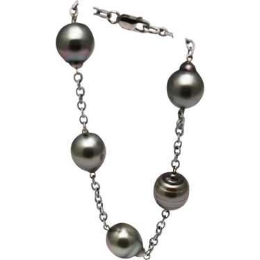 12mm Baroque Cultured Tahitian Pearls Bracelet 14… - image 1