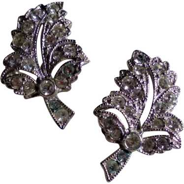 Earrings Vintage ORA Pave Set Rhinestone Art Nouv… - image 1