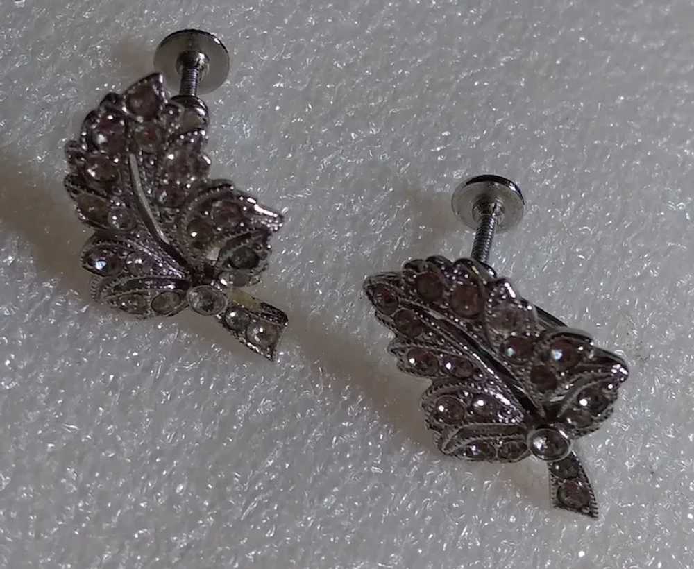 Earrings Vintage ORA Pave Set Rhinestone Art Nouv… - image 2