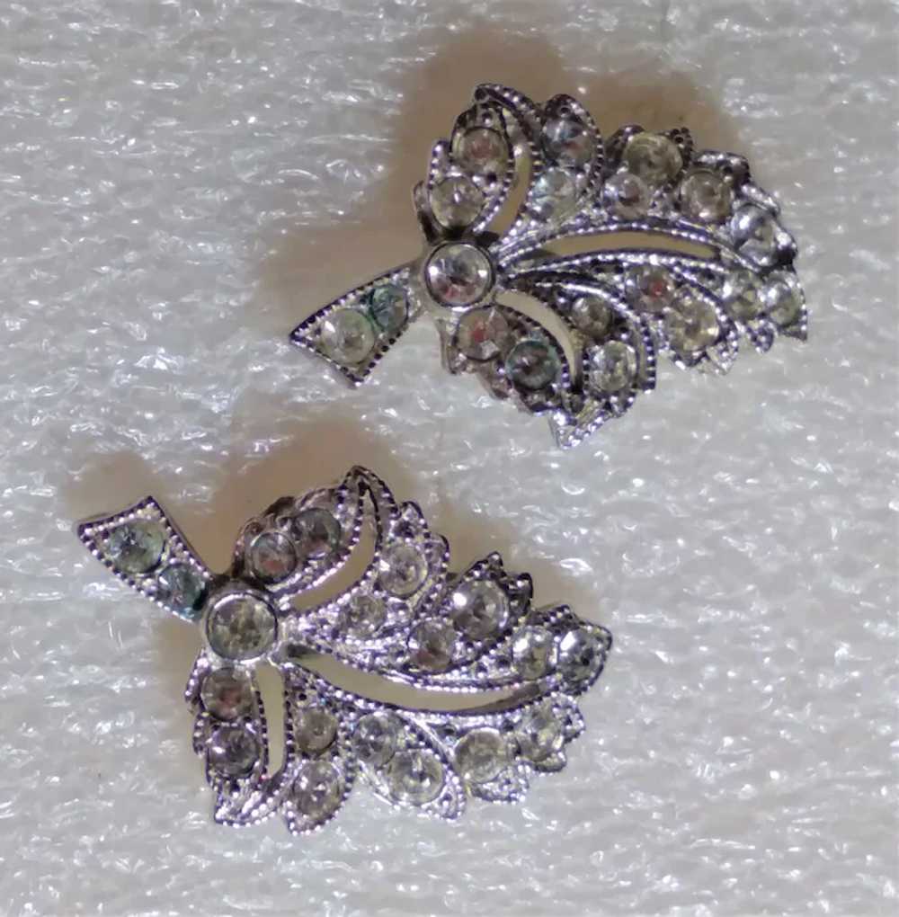 Earrings Vintage ORA Pave Set Rhinestone Art Nouv… - image 4