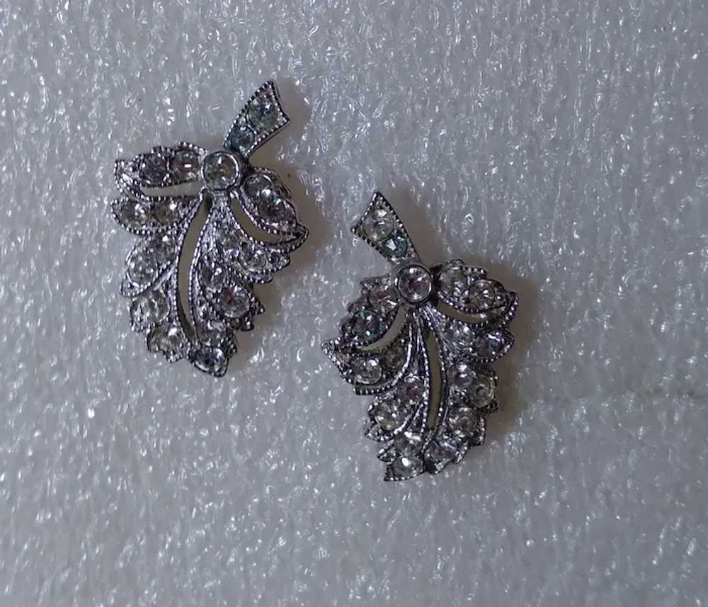 Earrings Vintage ORA Pave Set Rhinestone Art Nouv… - image 8