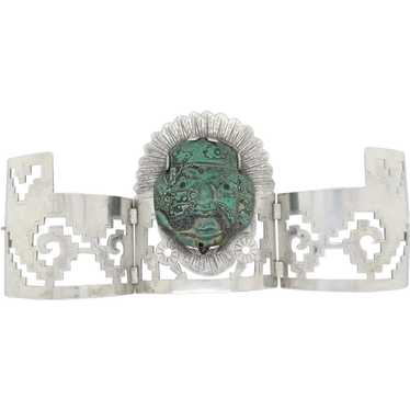 Handmade Mexican Malachite and Silver Pierce Work… - image 1