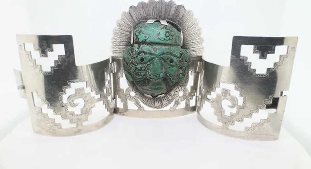 Handmade Mexican Malachite and Silver Pierce Work… - image 3