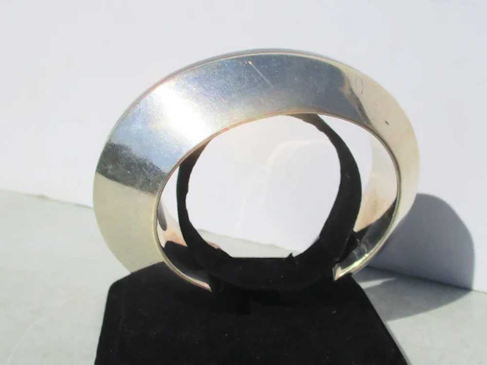 Mid-Century Sterling Silver Cuff with Inlay Black… - image 4