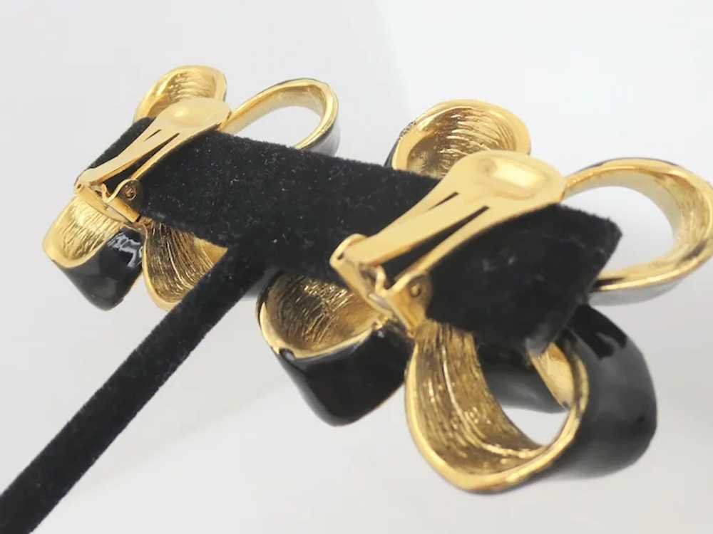 Kenneth Jay Lane Black and Enamel Clip-On Bow Ear… - image 3