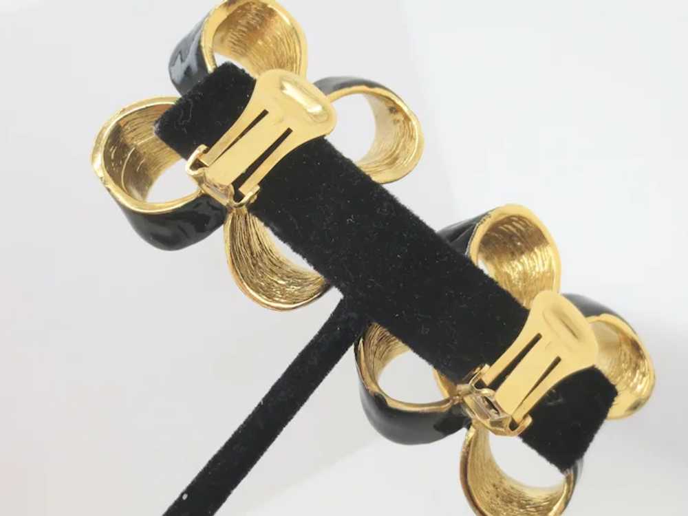 Kenneth Jay Lane Black and Enamel Clip-On Bow Ear… - image 5