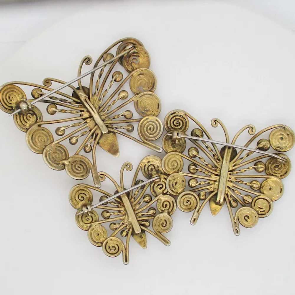 Cluster Pin  Brass Handmade Butterflies  Vintage … - image 2